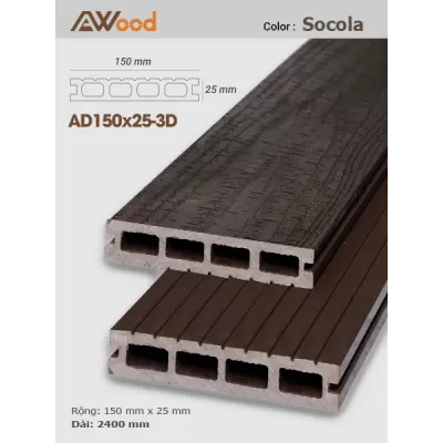 Sàn gỗ AWood AD150x25-3D Socola 
