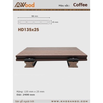 Sàn gỗ AWood HD135x25 coffee