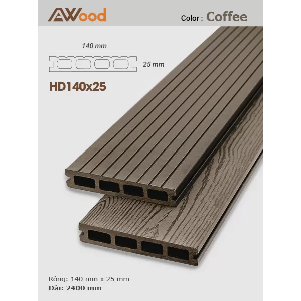 Sàn gỗ AWood HD140x25-4 Coffee